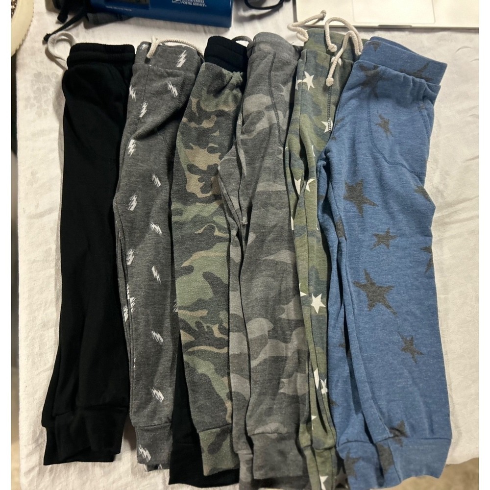 Lot of  6 Pixie Lane Sweatpants Joggers 4/5 Pajama Pants Camo Stars EUC
